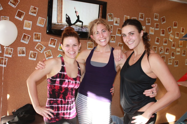 Spin instructors Jo Ann Medelson, Hester Van Owen, and Nicole Sciacca (owner) all smiles and still lovely after leading Endurance Ride at Hustle & Flow Fitness.