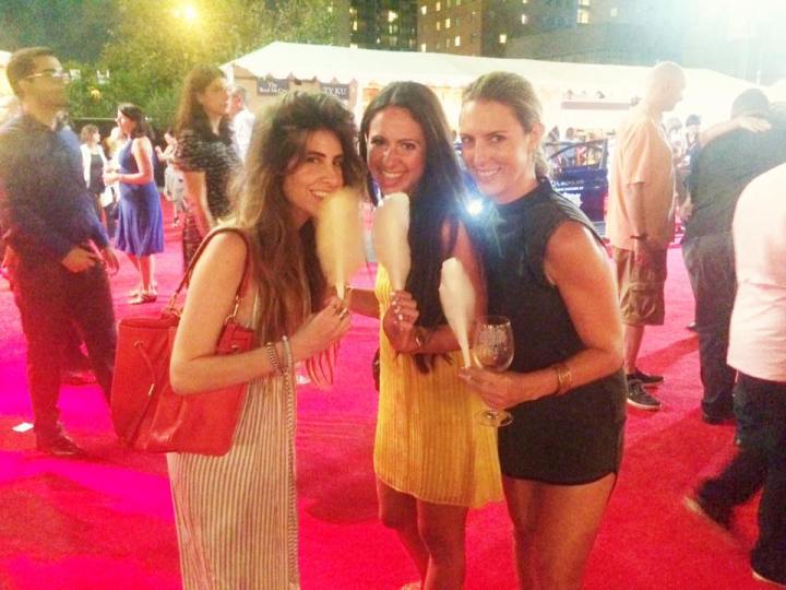Angeleno Magazine's Robyn Deutsch, Variety Style Editor Jasmin Rosemberg, and LaLaScoop writer Melissa Curtin enjoying organic cotton candy thanks to Bon Puf at the Los Angeles Food and Wine Festival 2015.